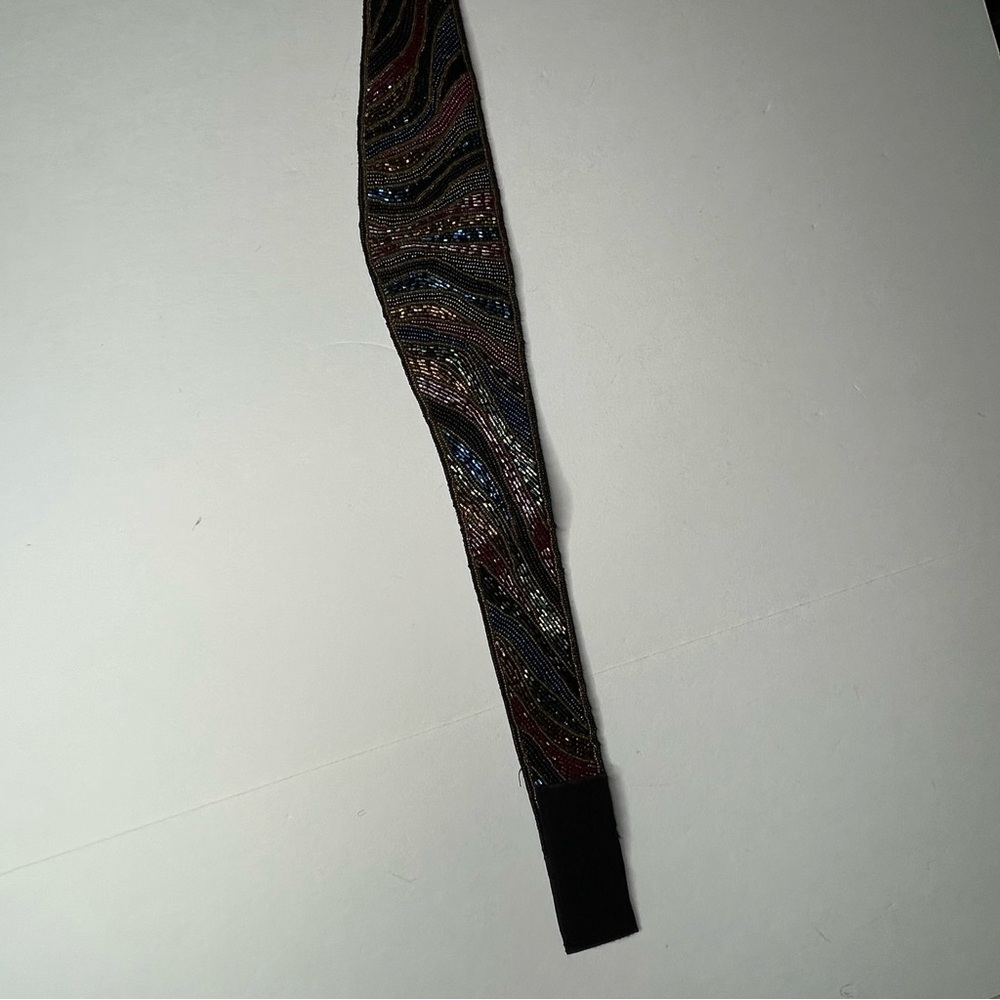 Vintage 80's Beaded Cumberbund Statement Belt Artsy Glamcore Fairy Witchy Goth - Picture 8 of 17